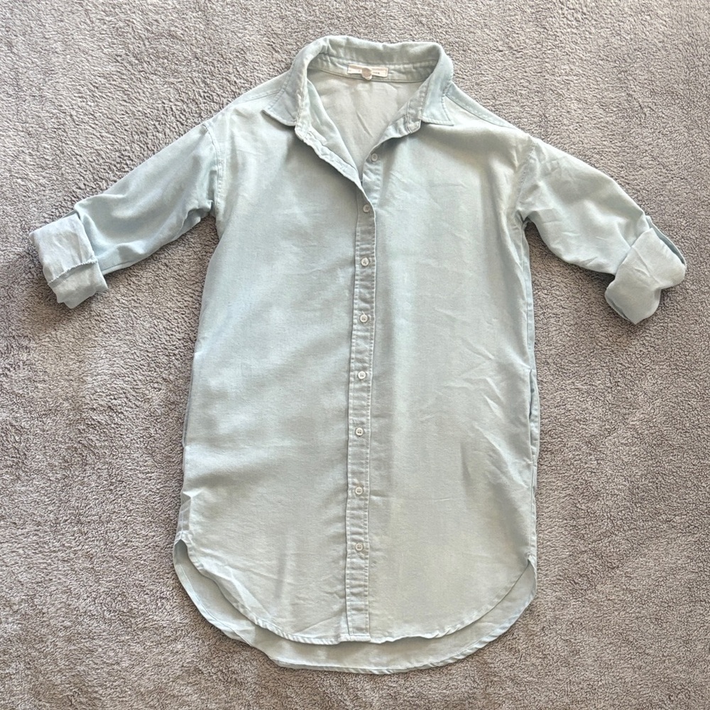 Casual Light Blue Shirt Dress